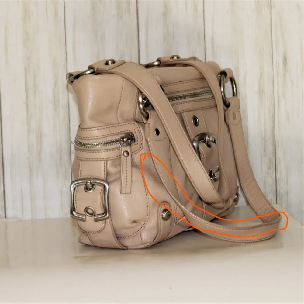 B. Makowsky Beige Leather Satchel/Shoulder Bag - Picture 5 of 12